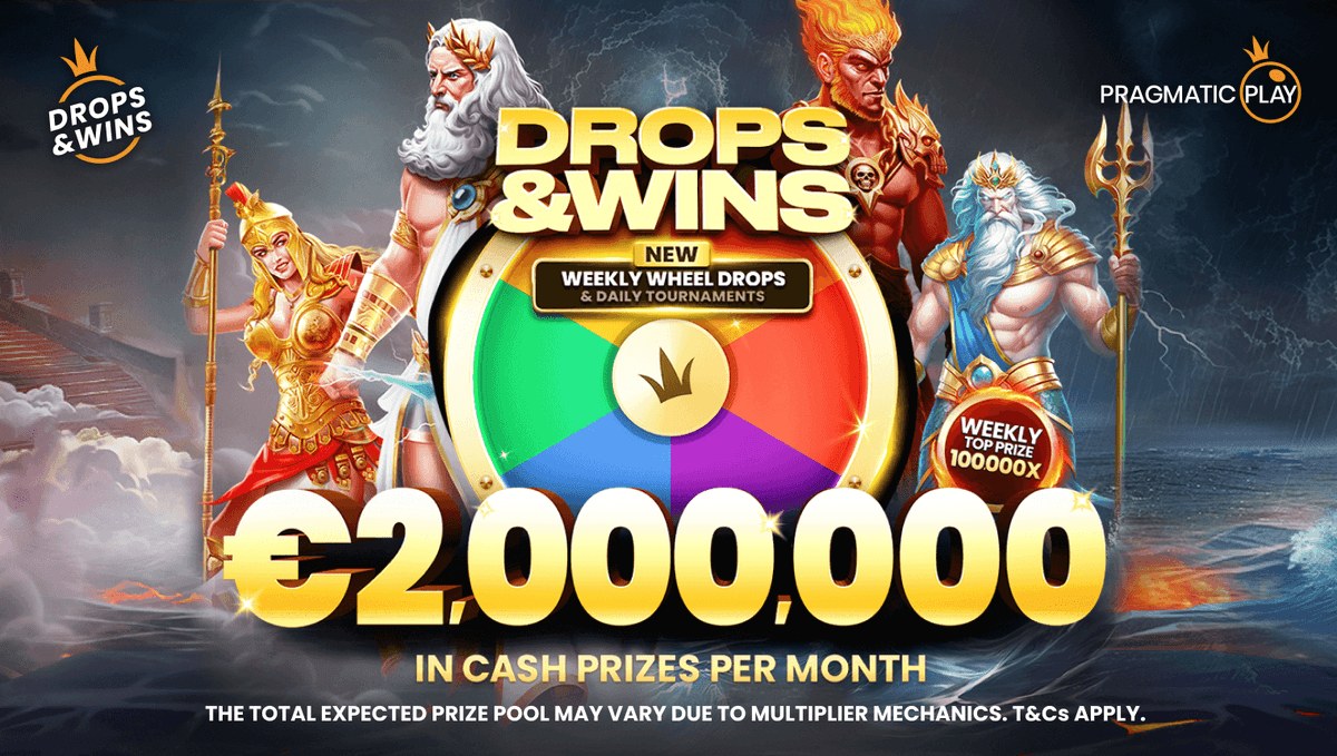 Play select games by Pragmatic Play for your chance to win part of over 50,000 prizes paid out every week. New Weekly Wheel Drops will add some spice to the event, featuring 47,000 prizes valued at up to €350,000 up for grabs every week. PLUS, join Daily Tournaments for a chance at up to €20,000 in cash prizes.
18+. Drops & Wins is a Network Promotion provided by Pragmatic Play and hosted by ForeverBet. Please review full T&Cs before opting into this promotion.